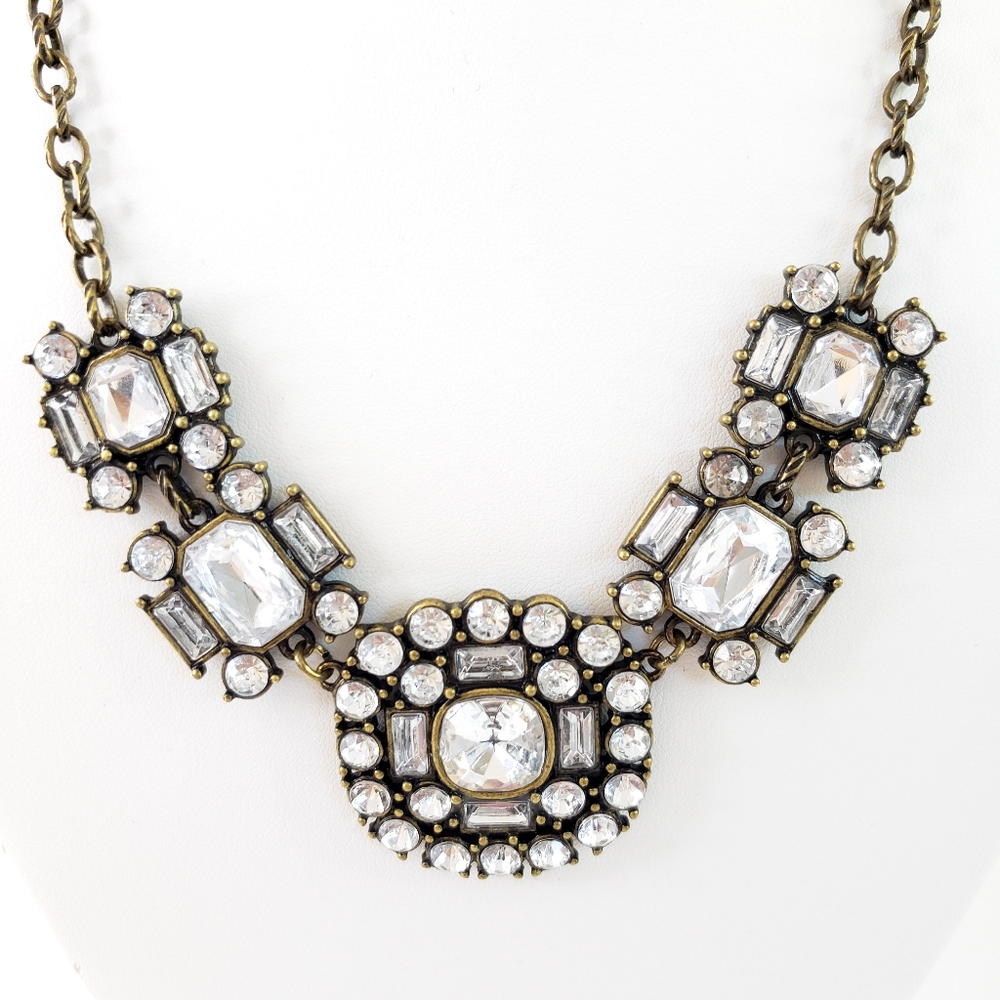 J. Crew Gold Tone Rhinestone Statement Necklace - Picture 4 of 8